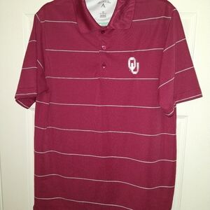 Antigua Oklahoma Sooners NCAA Striped Short Sleeve Polo Shirt Men's sz Medium